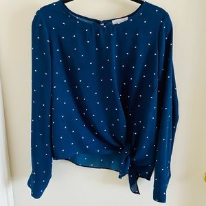 Navy blue with white hearts Blouse